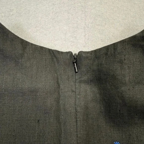 Talbots Petites Black Irish Linen Floral Embroidered Sleeveless Maxi Dress 12P - Picture 9 of 11